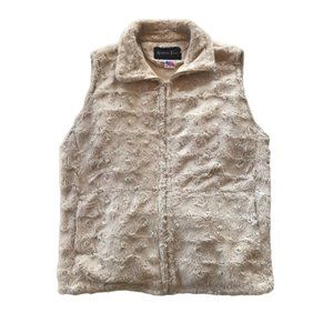 Andrea Faye Women’s Vest Jacket Soft Faux Fur Zip Up Cinchback Cream Size XL